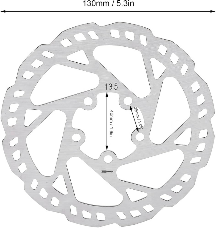 135 mm 5-hole brake disc with screws